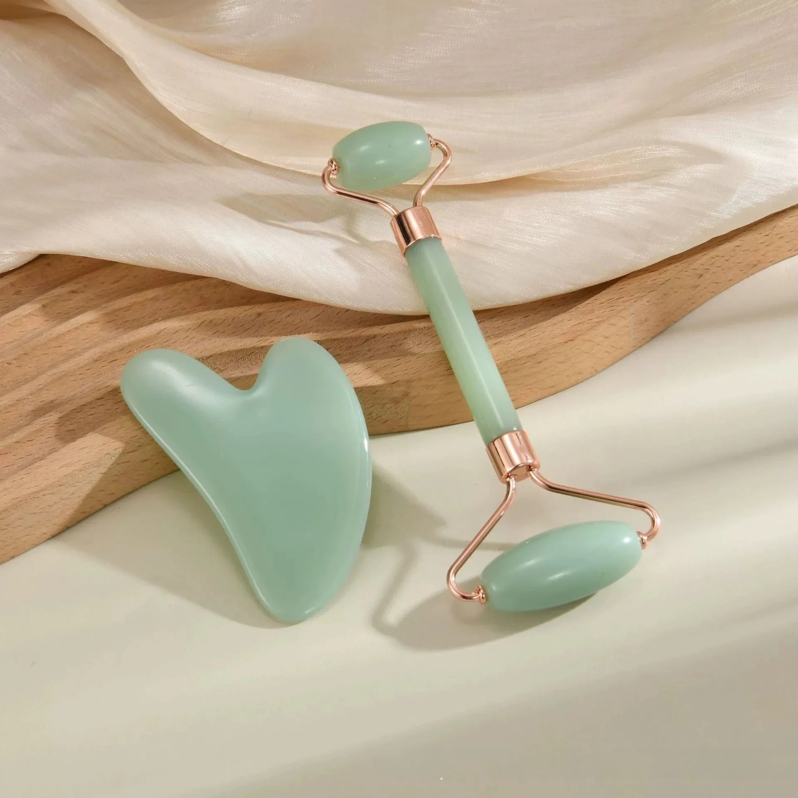 2pcs Resin Double Headed Massage Roller Kit Face & Eye Massager Beauty Tool