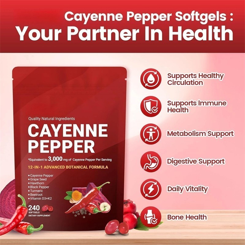 1 PCS Pepper Softgels Supplement, Supports Leg VeinHeart and Blood Vessel