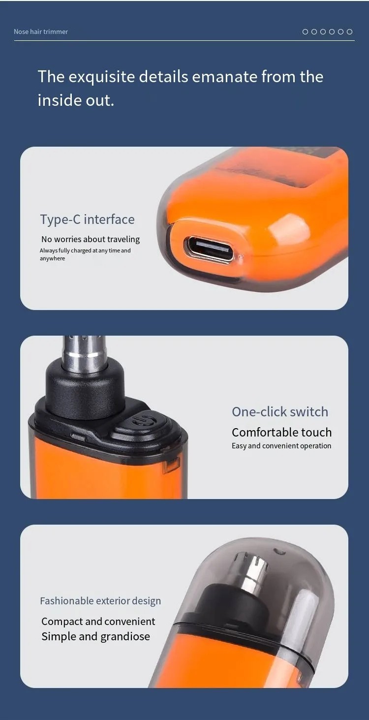 Rechargeable Nose Hair Trimmer Portable Ear & Nose Hair Remover for Men Mini