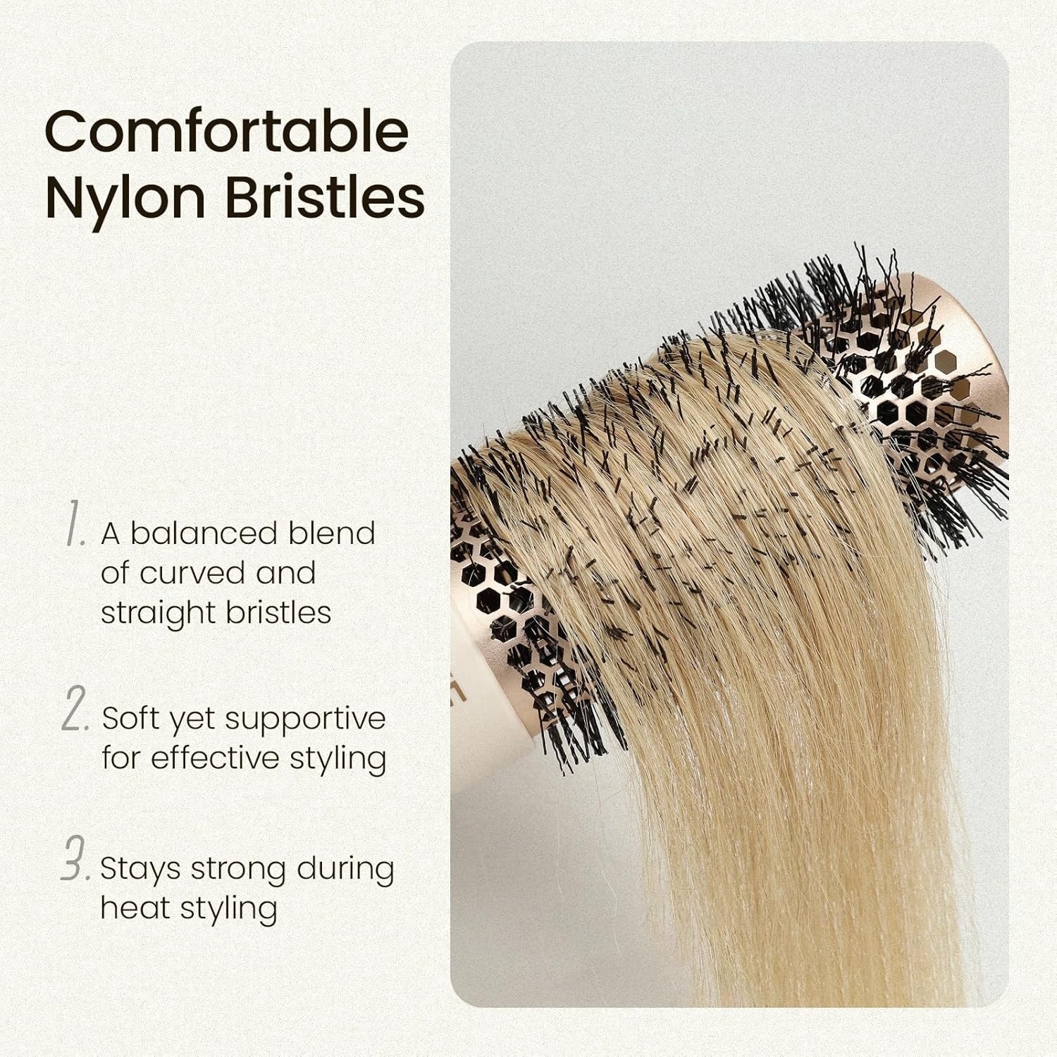 Round Brush for Blow Out, NaturaVol Medium Round Hair Brush for Fine Hair with N