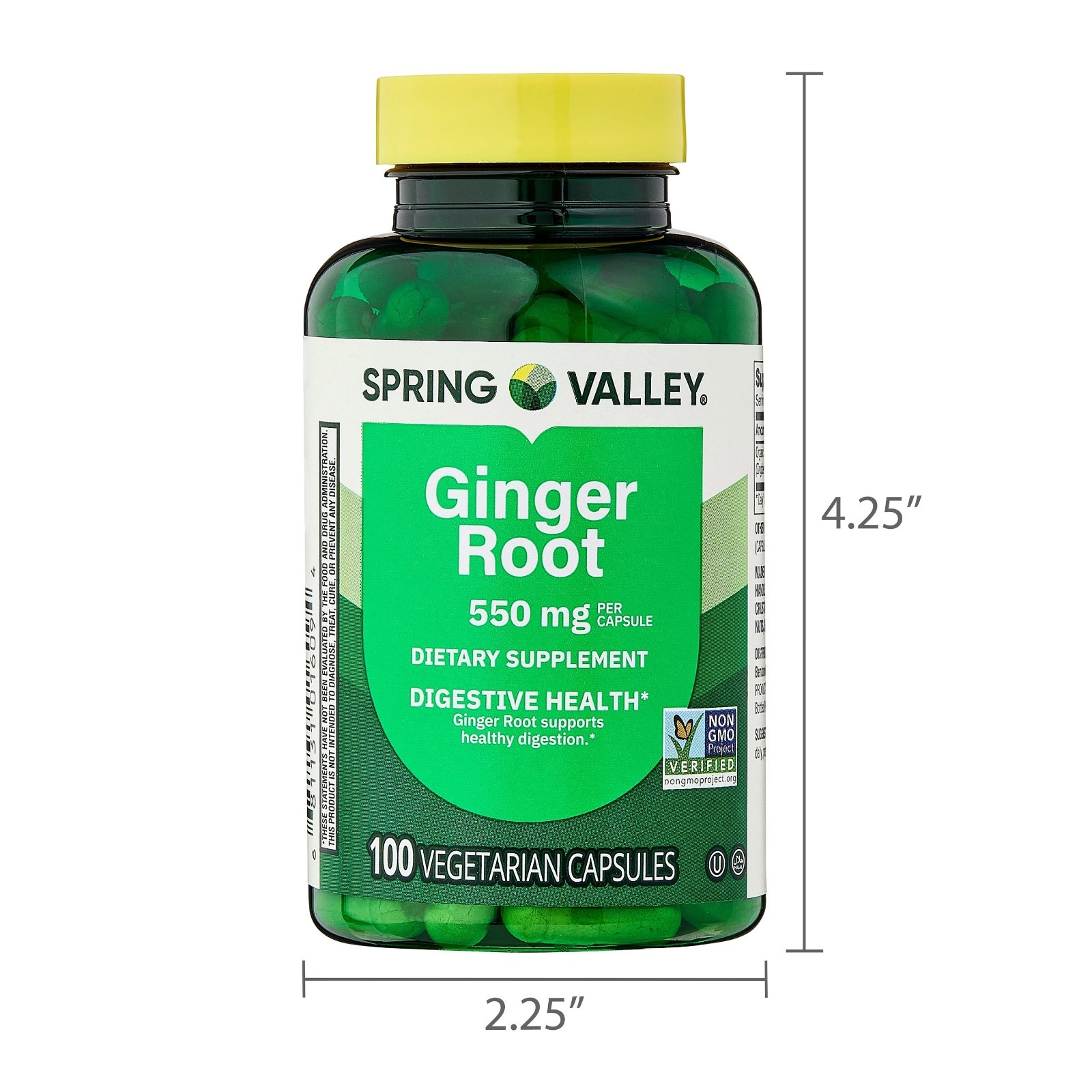 Spring Valley Ginger Root Digestive Health Dietary Supplement Capsules, 550 mg,