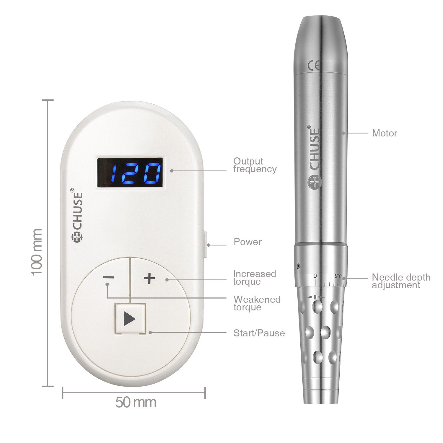 CHUSE Permanent Makeup Machine Pen Tattoo Cartridge Needles Kit C18 Classic 12V