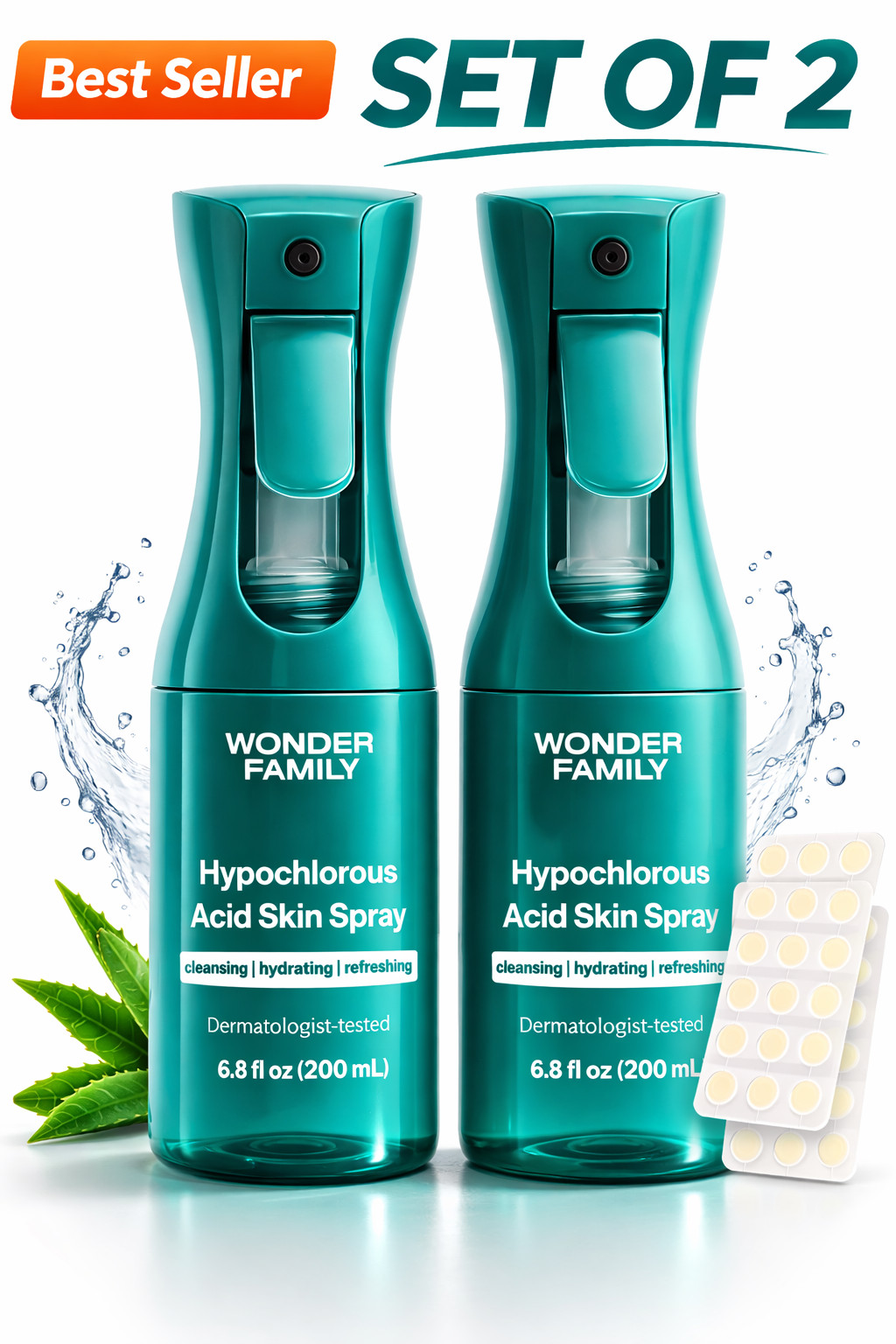 Hypochlorous Acid Spray Set of 2 Face & Skin Mist Acne Toner Eyelid Cleanser