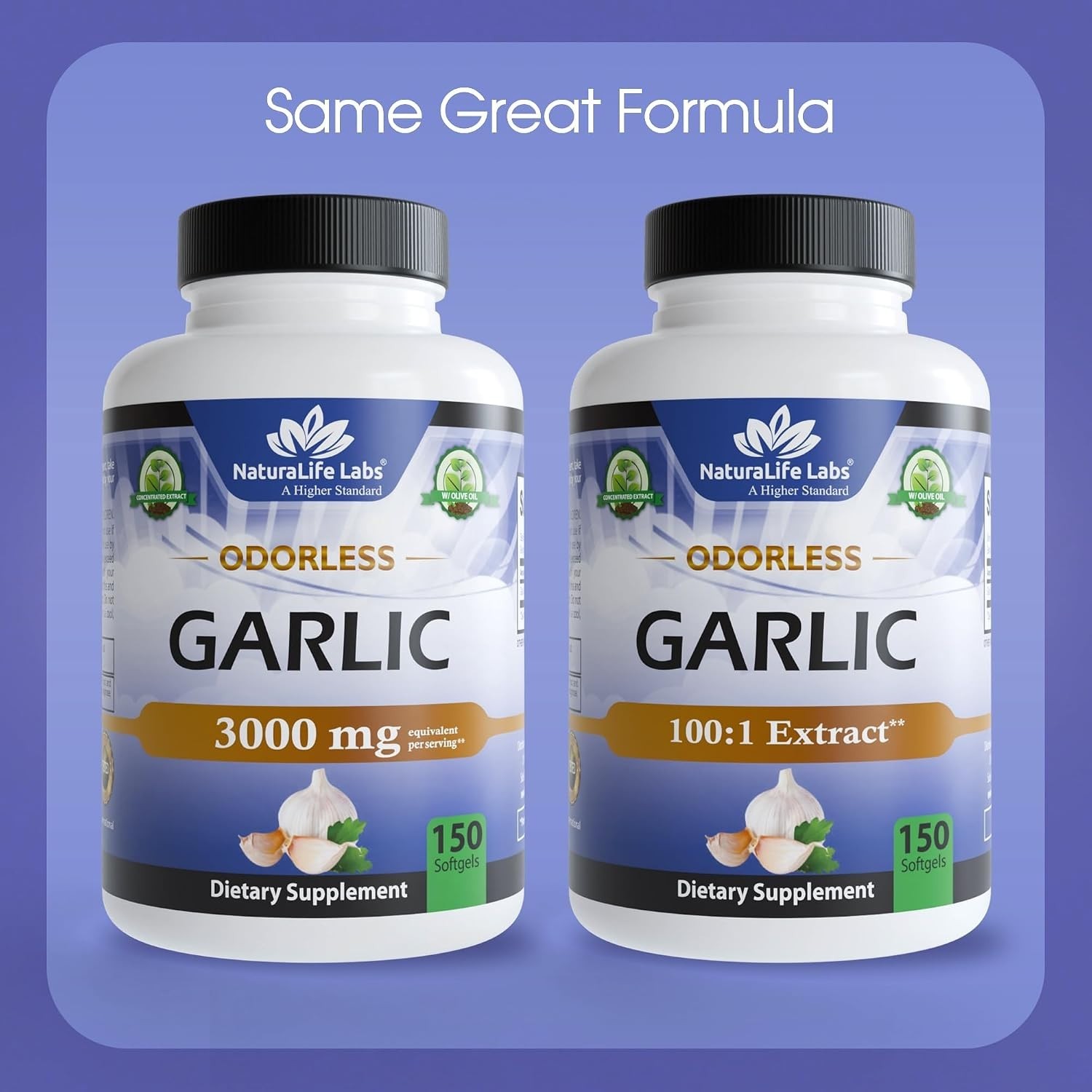 Odorless Garlic 150-Count Softgels – Gluten-Free, Non-GMO, Garlic & Olive Oil…