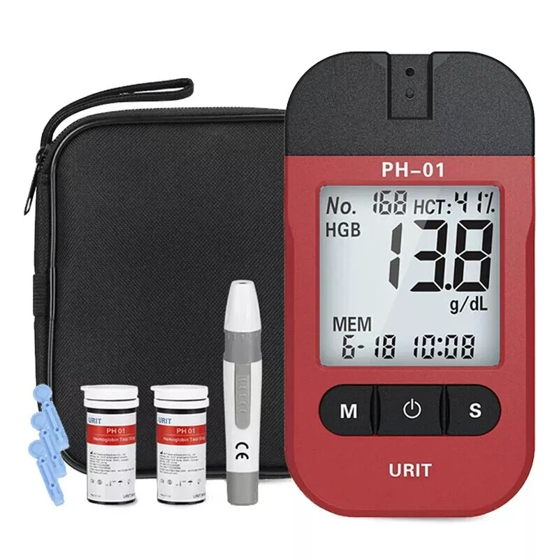 Portable Medical Hemoglobin Analyzer With 50 Testing Strips Kit For Household-