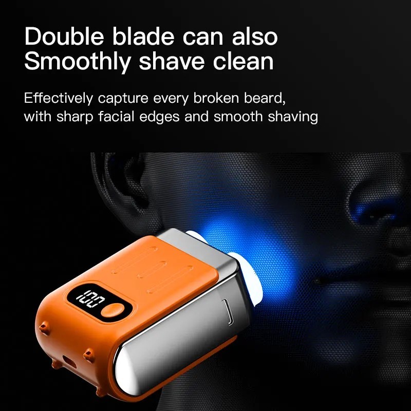 Mini Electric Shaver USB Rechargeable Dual Blade Beard Trimmer LED Display Razor