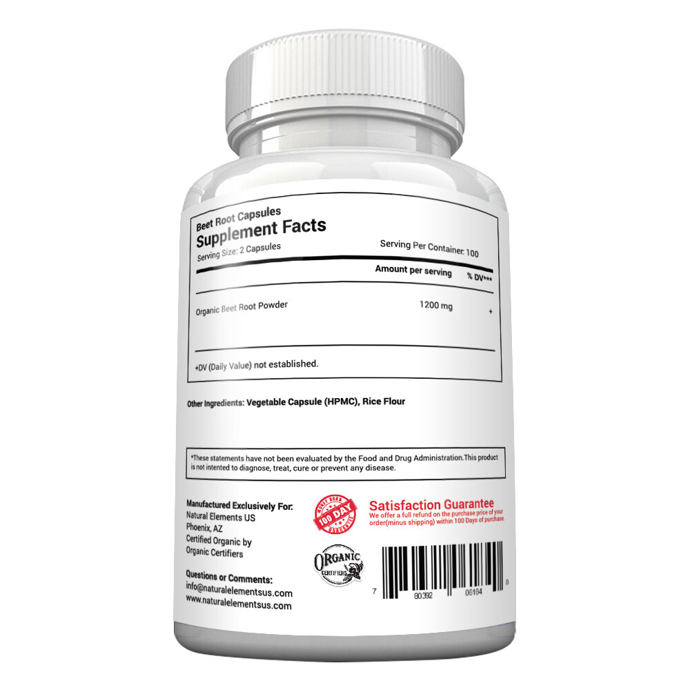 Beet Root Capsules – 1200mg per serving – 200 Capsules – 3 Month Supply