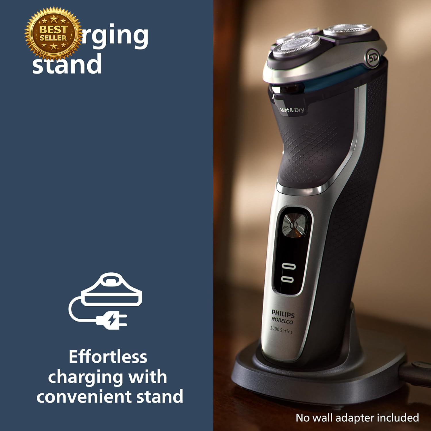 Shaver 3900 Series, Wet and Dry Electric Shaver, P-Cap, Travel Pouch, Charging S