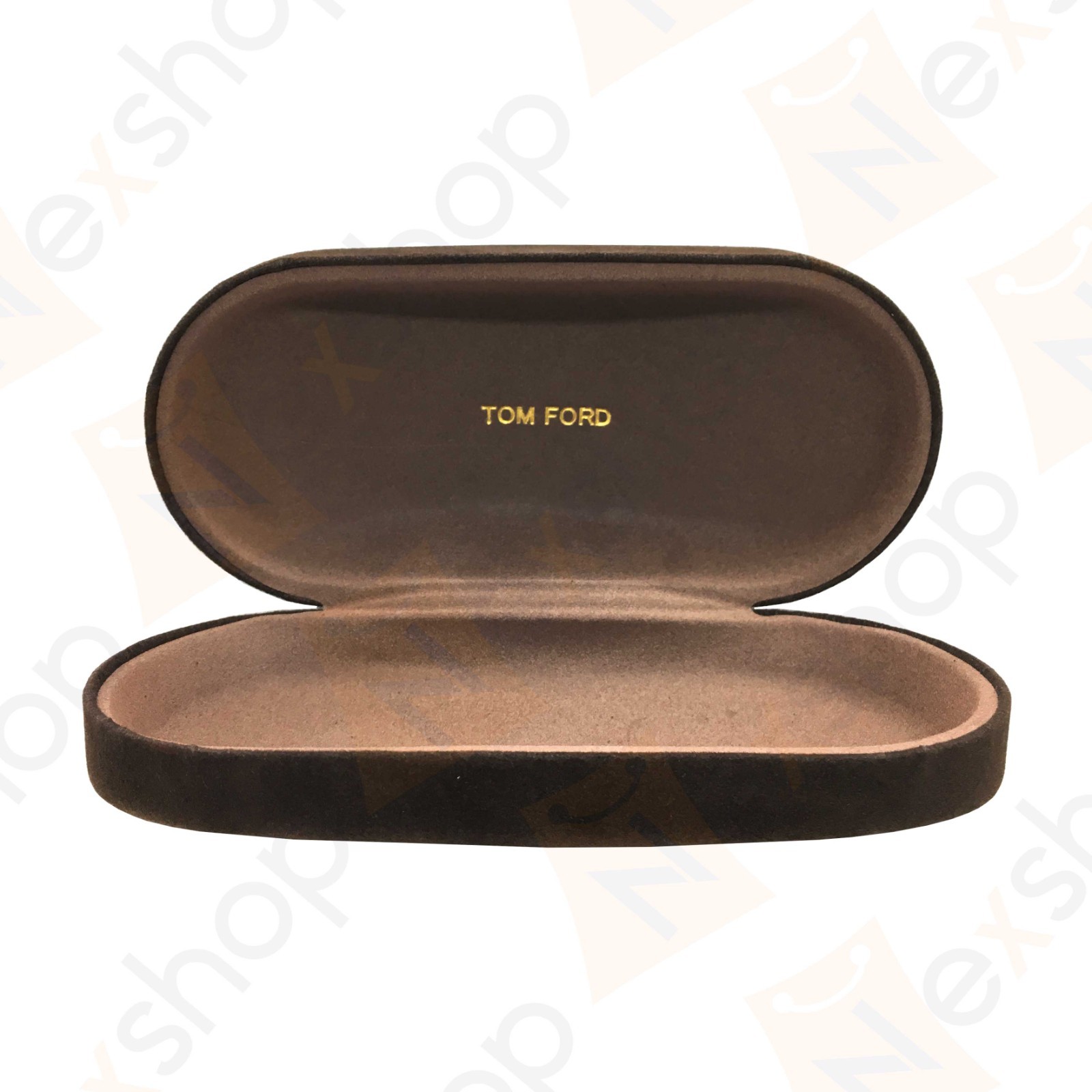 Tom Ford Eyeglasses Sunglasses Medium Brown Velvet Hard Case with Cleaning Cloth