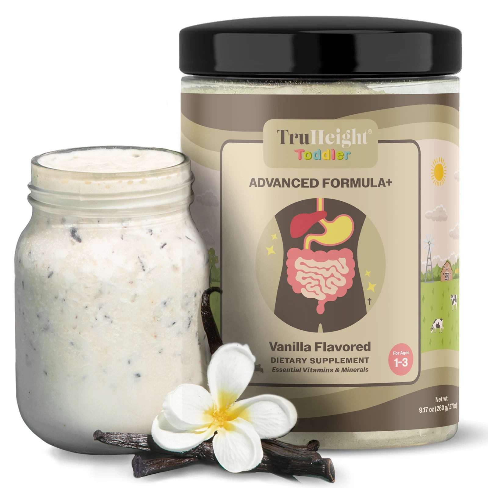 Kids & Toddlers Vitamin Shake Mix w/ 16 Vitamins & Protein – Vanilla Flavor 9oz.