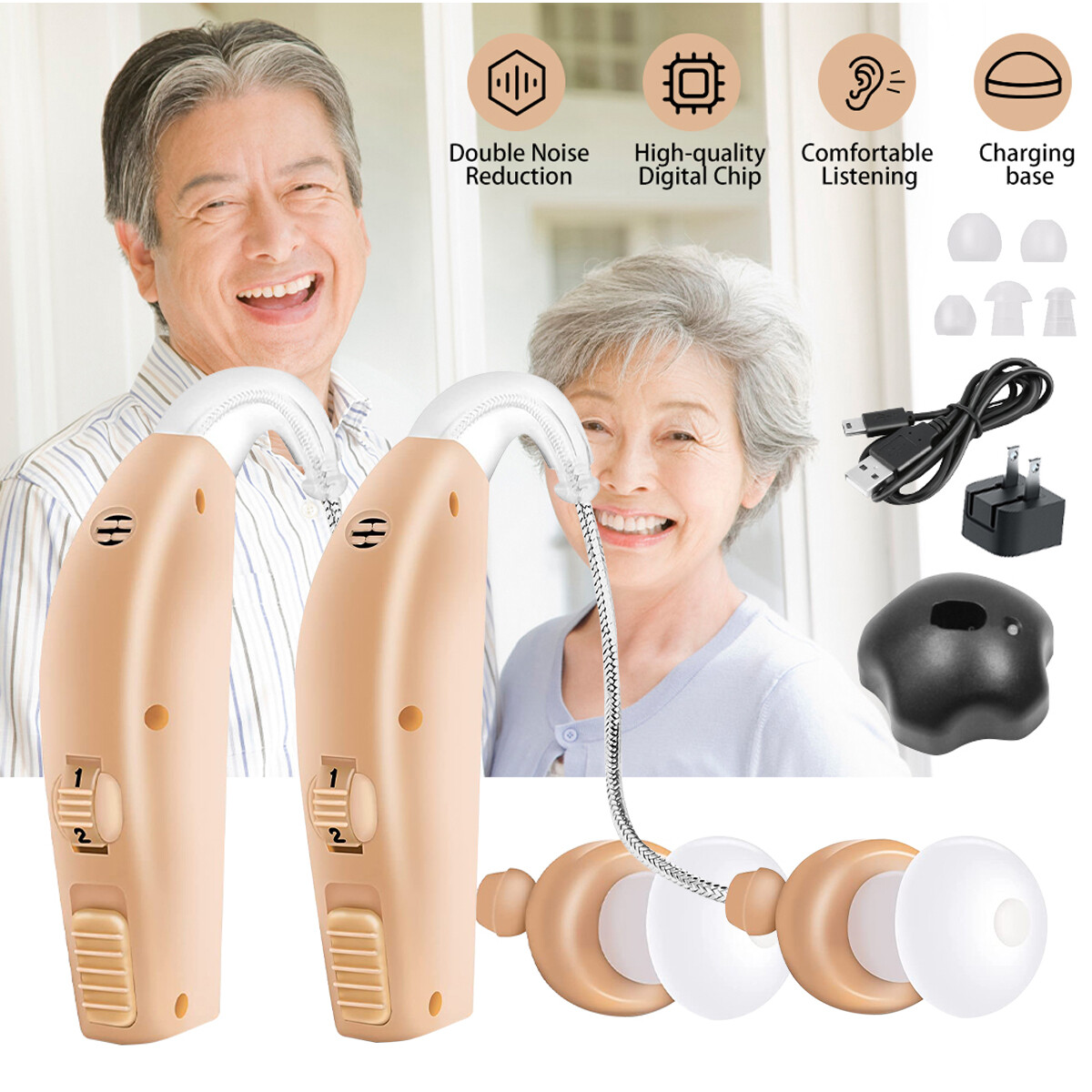 Rechargeable Hearing Aid Sound Amplifier Elderly Ear Hearing Aid For The Deaf