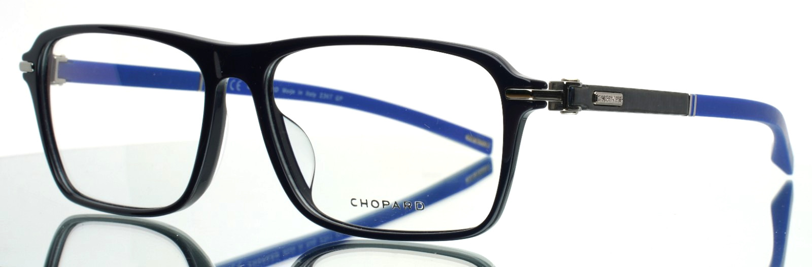 CHOPARD VCH310 0821 Navy Mens Rectangle Full Rim Eyeglasses 57-15-145 B:40