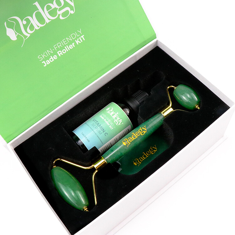 Jadegy Jade Face Roller Gua Sha Set and Vitamin C Serum – Skin Care Gift Set
