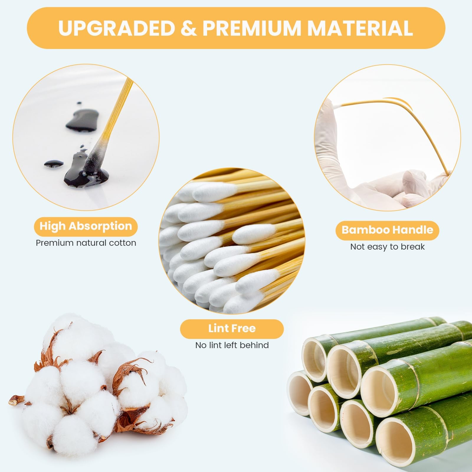 500 Pc Cotton Swab Applicator Q-tip Swabs 6″ Extra Long Bamboo Handle Cleaning