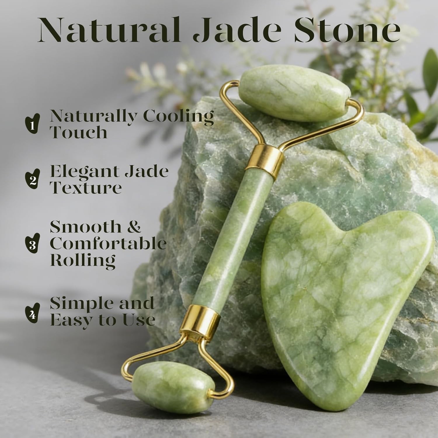 BAIMEI IcyMe Gua Sha & Jade Roller Facial Tools Face Roller and Gua Sha Set for