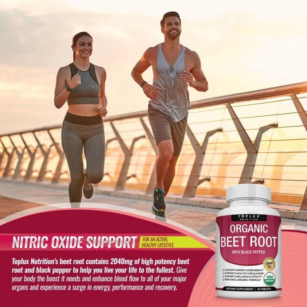 Toplux Organic Beet Root Tablets-Nitric Oxide Booster Beetroot Supplement 2040m-