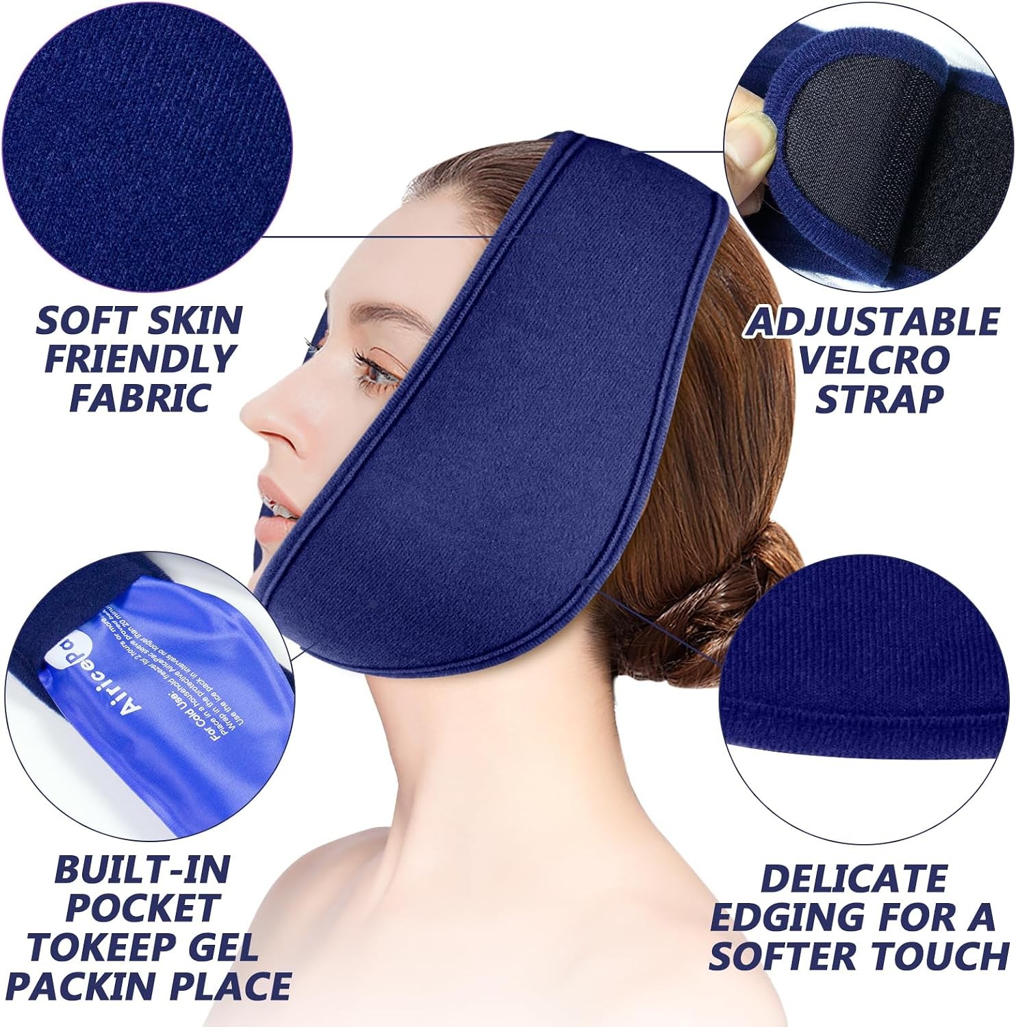 AiricePac Wisdom Teeth Ice Pack Head Wrap, Face Ice Pack for Jaw Oral Surgery