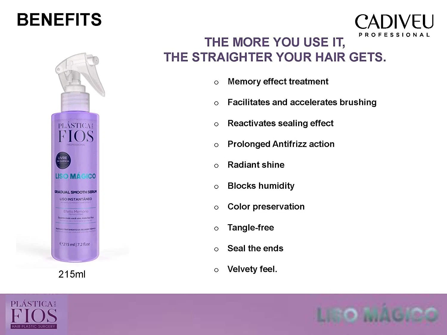 Cadiveu Plastica Dos Fios Shampoo Conditioner 2L + Liso Magico Serum 215ml