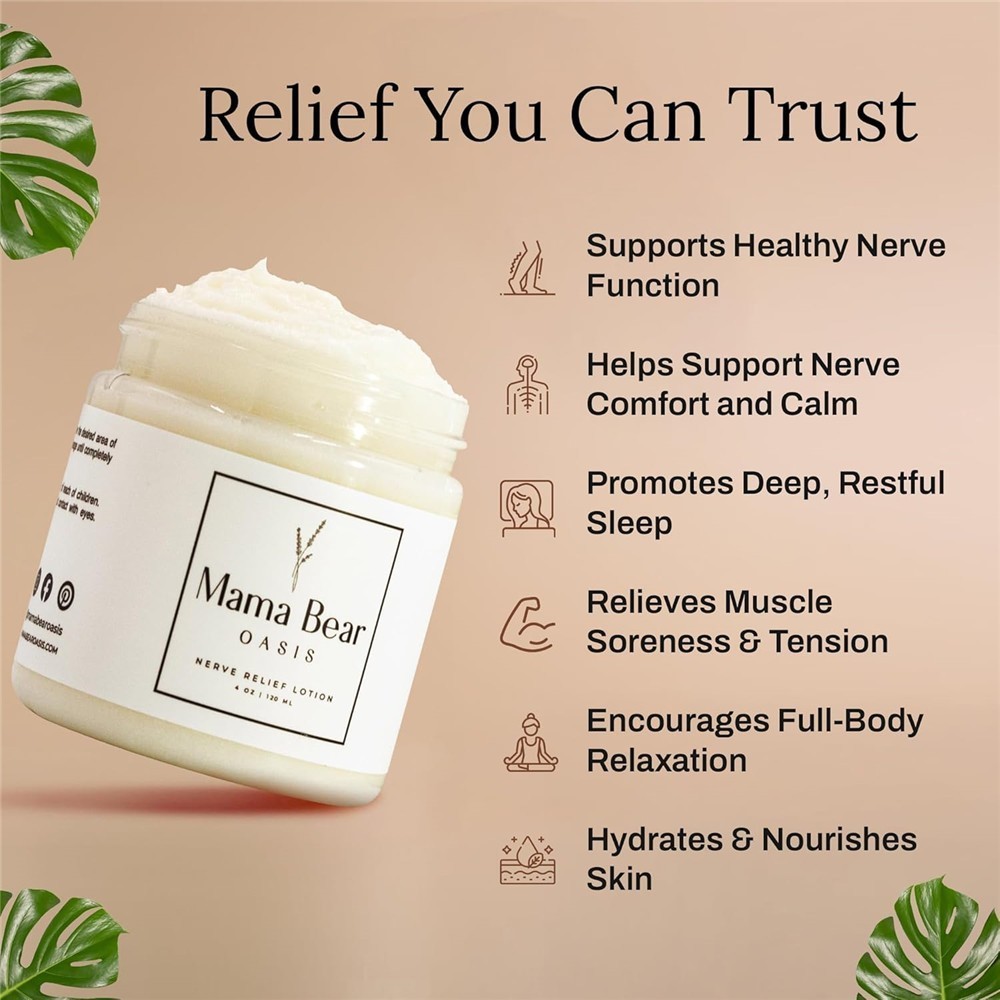 Mama Bear Oasis Lotion – Nerve Relief Cream for Foot, Hands, Legs, Natural care