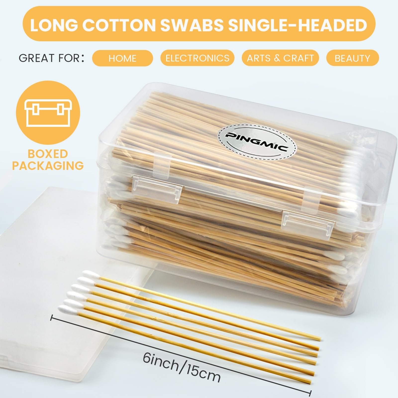 500 Pc Cotton Swab Applicator Q-tip Swabs 6″ Extra Long Bamboo Handle Cleaning