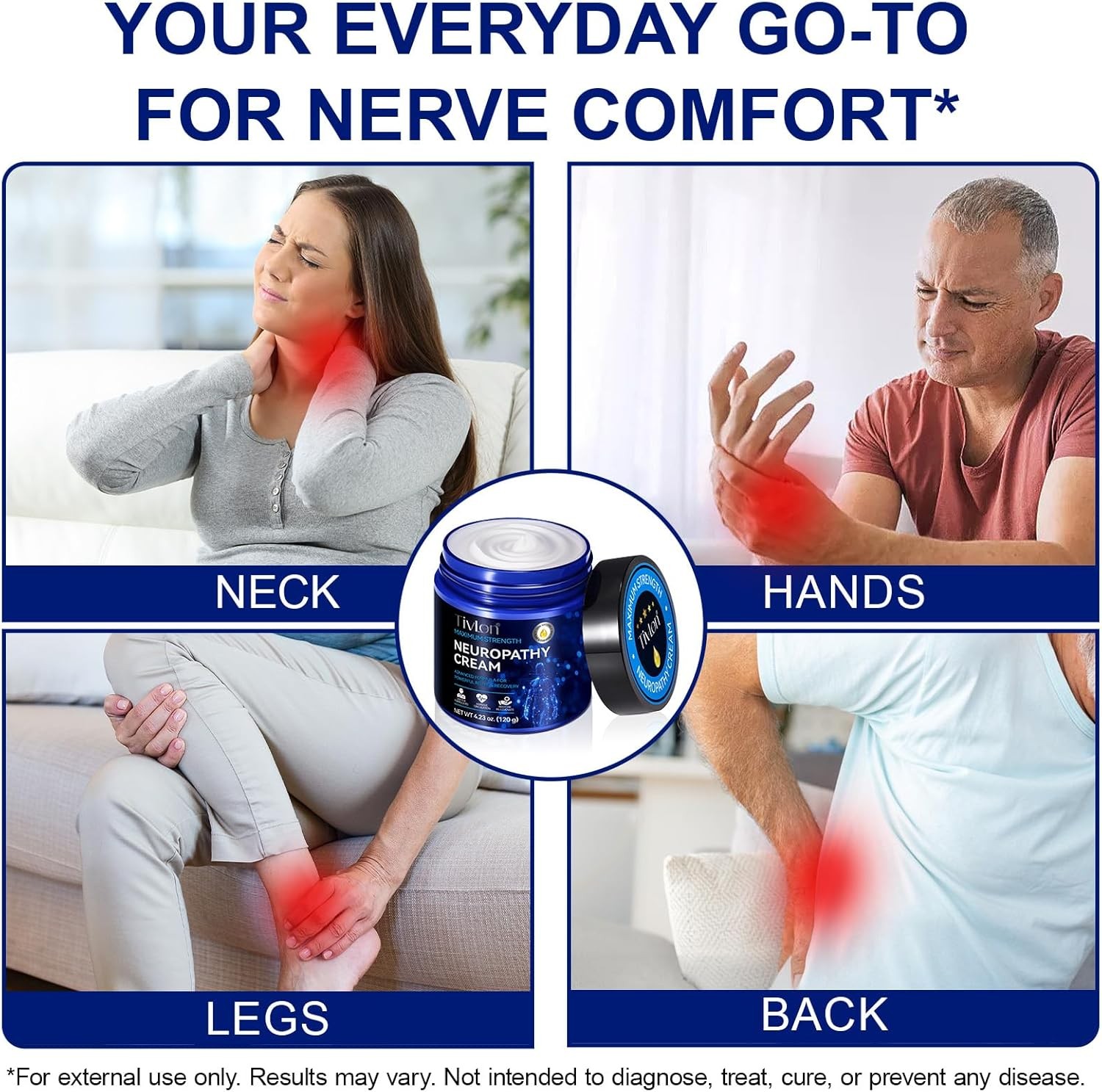 Neuropathy Nerve Care Cream for Feet, Hands, Legs & Toes – Fast-Acting with Natu