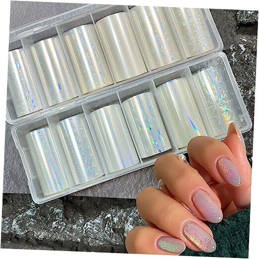 2 Boxes Aurora Nail Foil Clear Laser Glass Fragment Nail Transfer Aurora Style