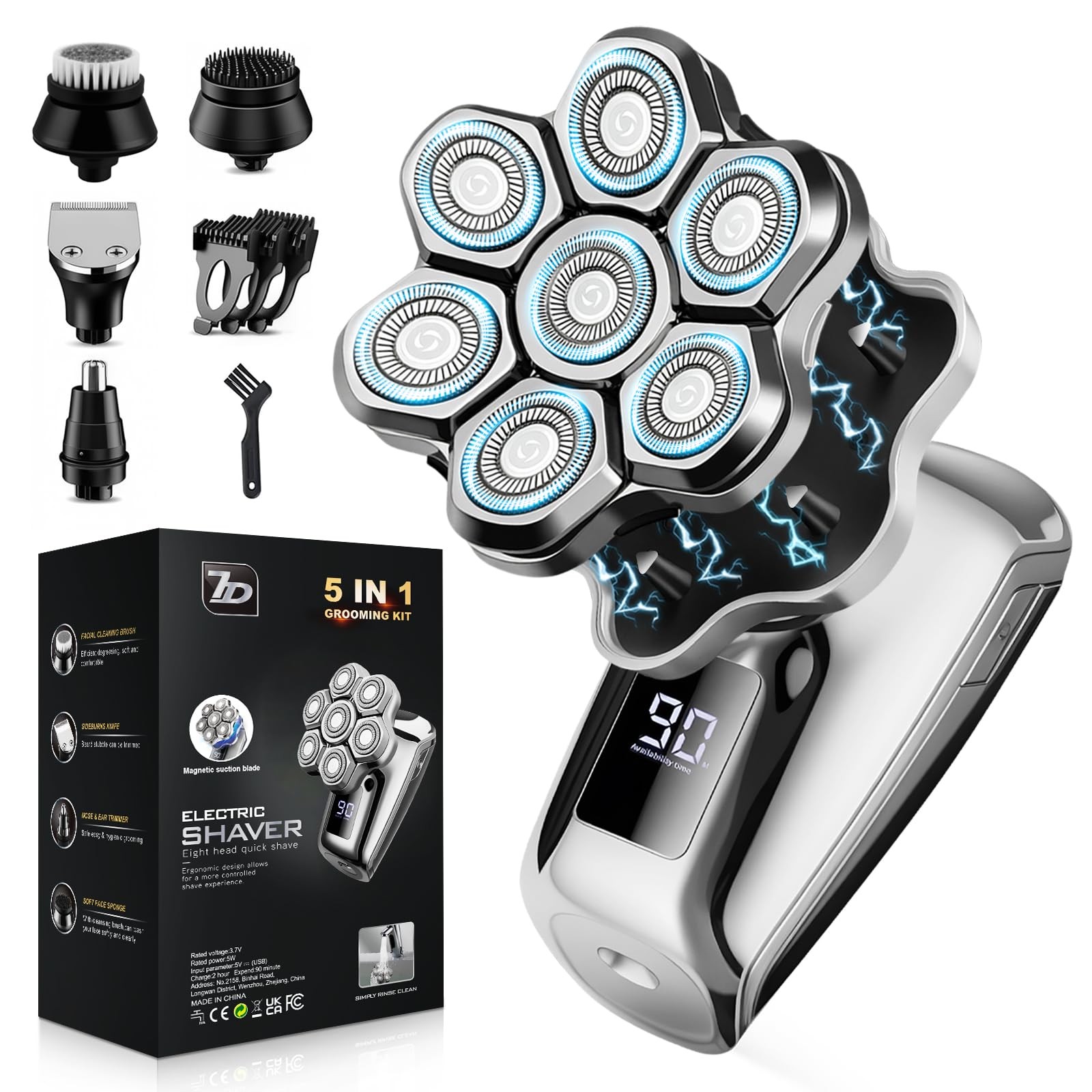 VOPH Head Shavers for Bald Men, 7D Floating Blades Electric Razor with Magnet…