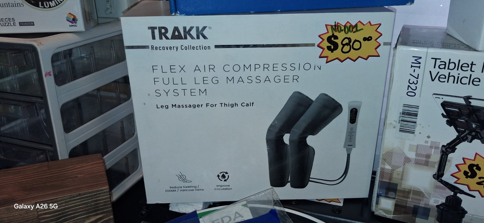 TRAKK FLEX Air Compression Full Leg Massager Thigh Calf Legs USB Black