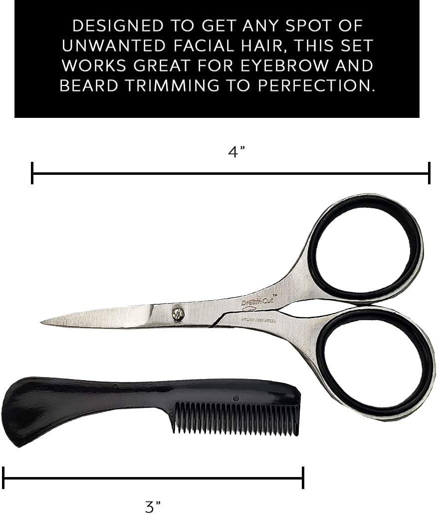DreamCut Mustache Beard Scissors with Comb Stainless Steel Grooming Set