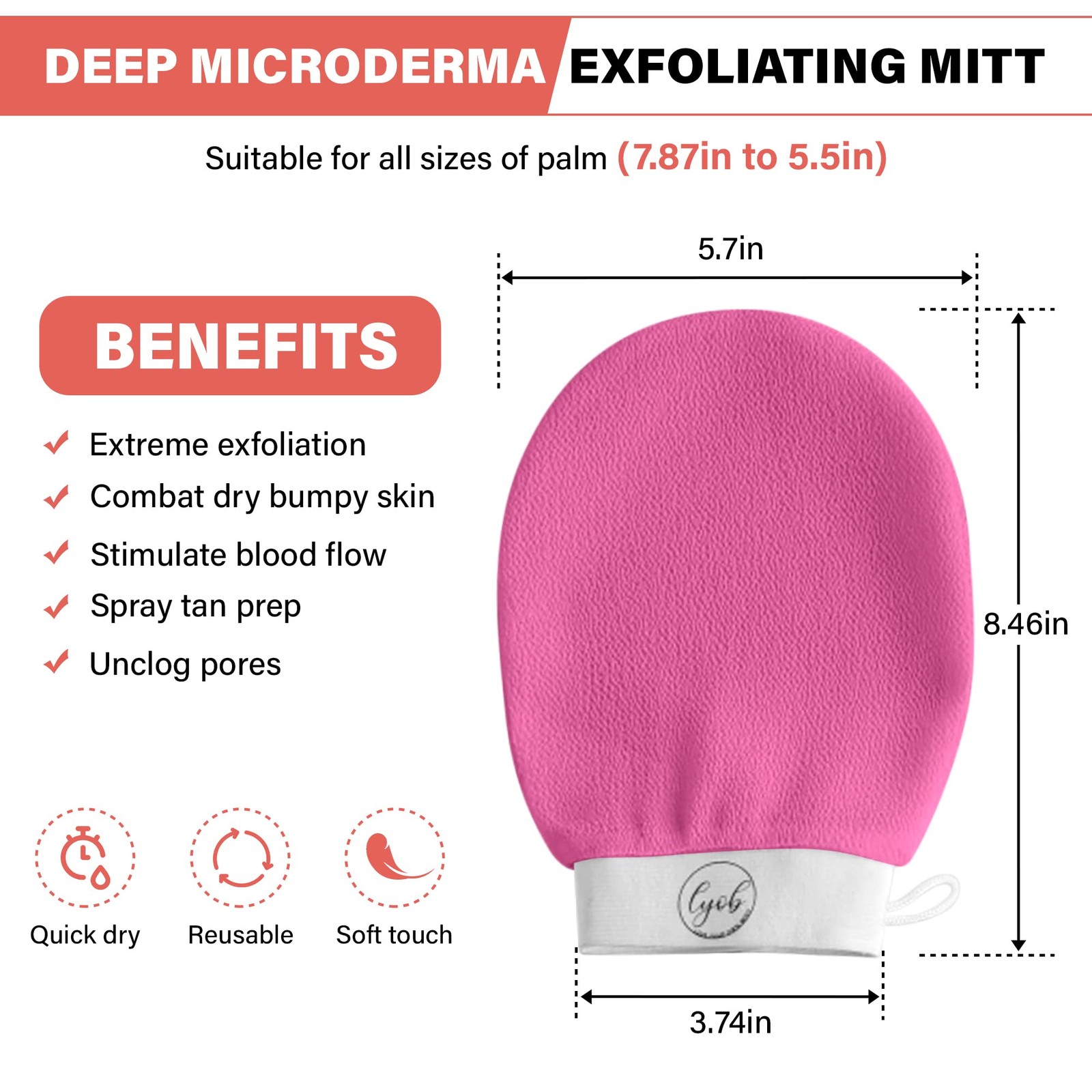 LYOB 5-in-1 Bath Exfoliation Set with 1-Silicone One Size Fits Most, Blue