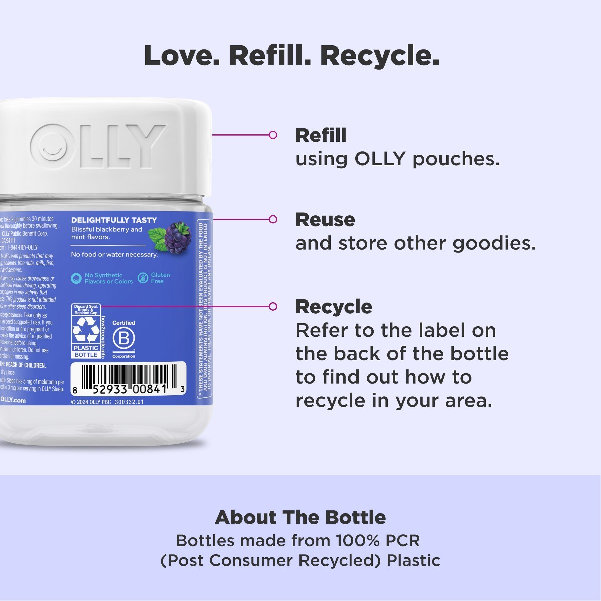 OLLY Extra Strength Sleep Multivitamin Gummies – Blackberry Zen – 90ct