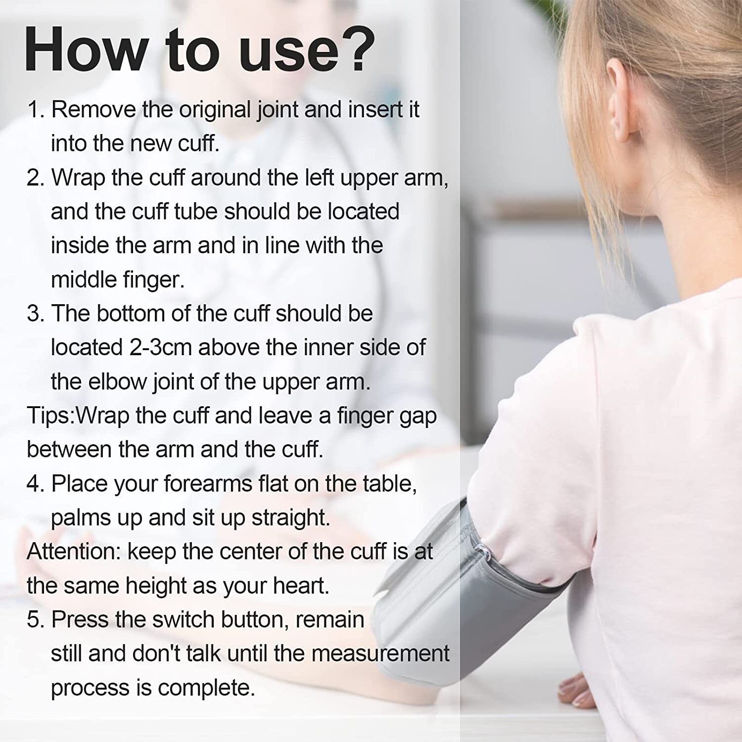 Blood Pressure Cuff Replacement for Arm Blood Pressure Monitor Adult Reusable