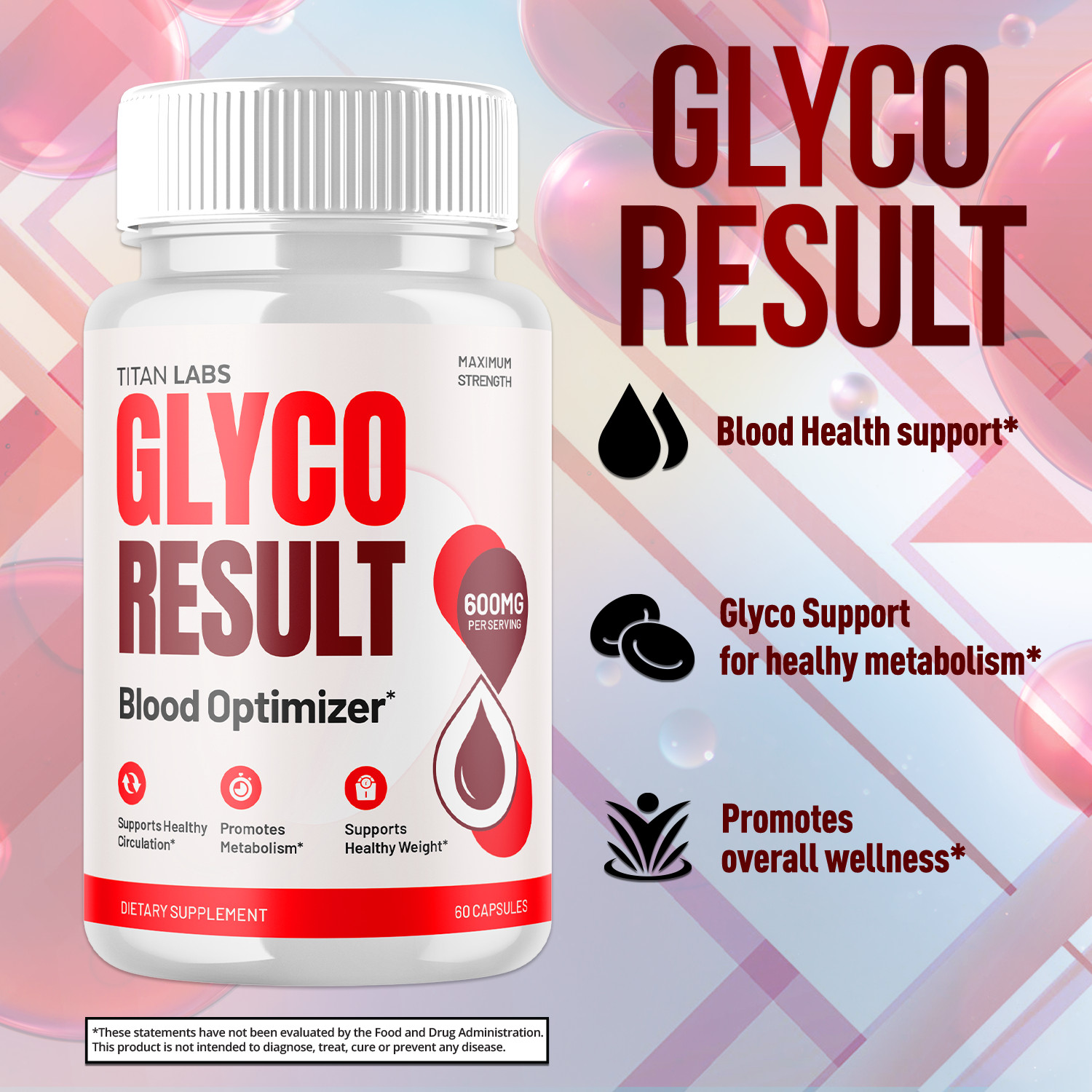 (2 Pack) Glyco Result Advanced Blood Health Support Formula GlycoResult 120 Caps