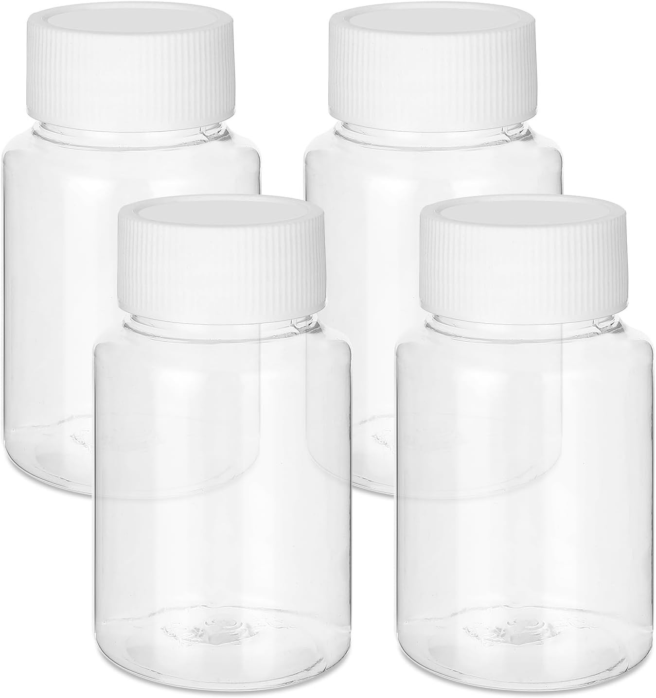 4Pcs Clear Pill Bottles, 80Ml Empty Plastic Medicine Bottles, Reagent Bottle wit