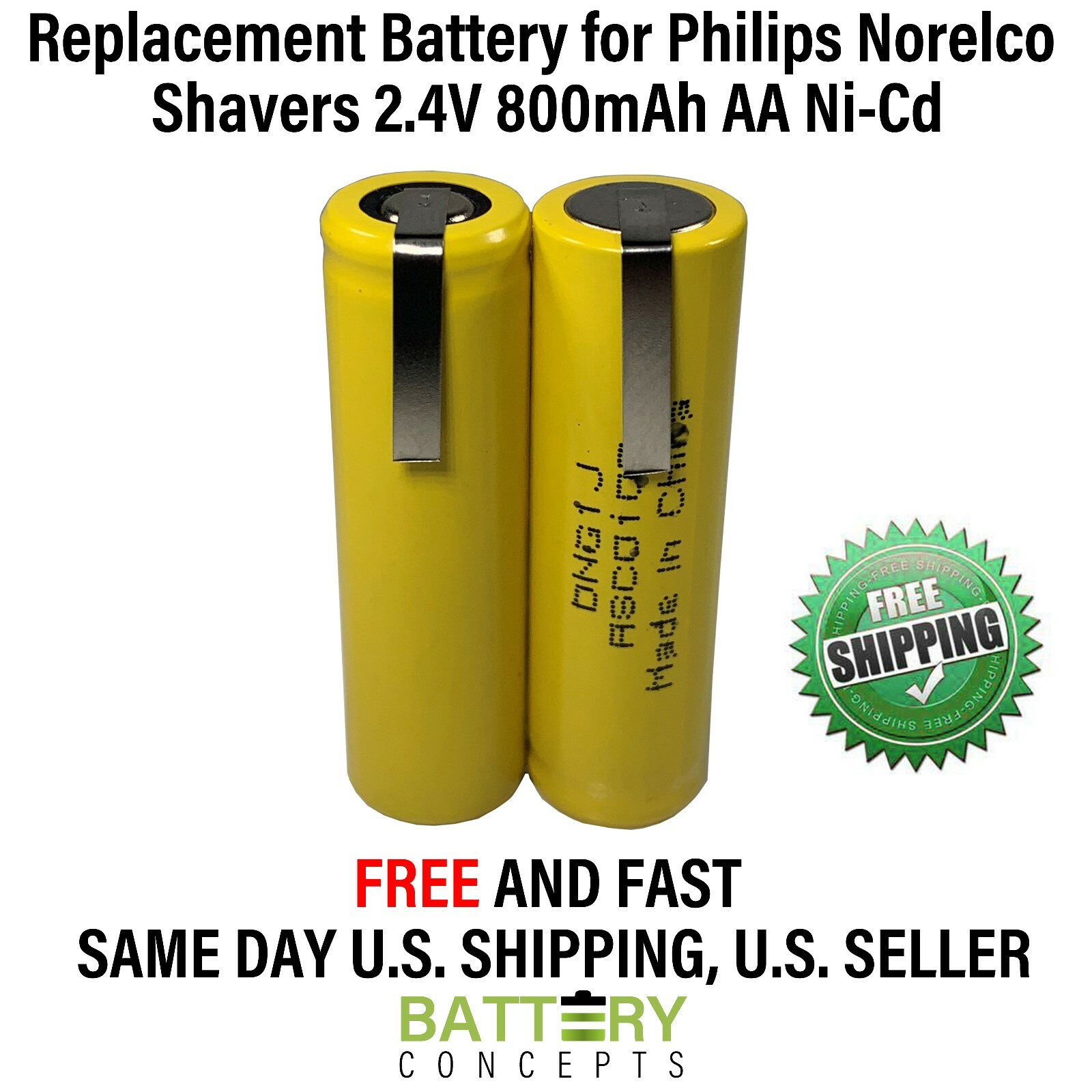 Remington Electric Shaver Replacement Rechargeable Battery 2.4V 800mAh AA NiCd
