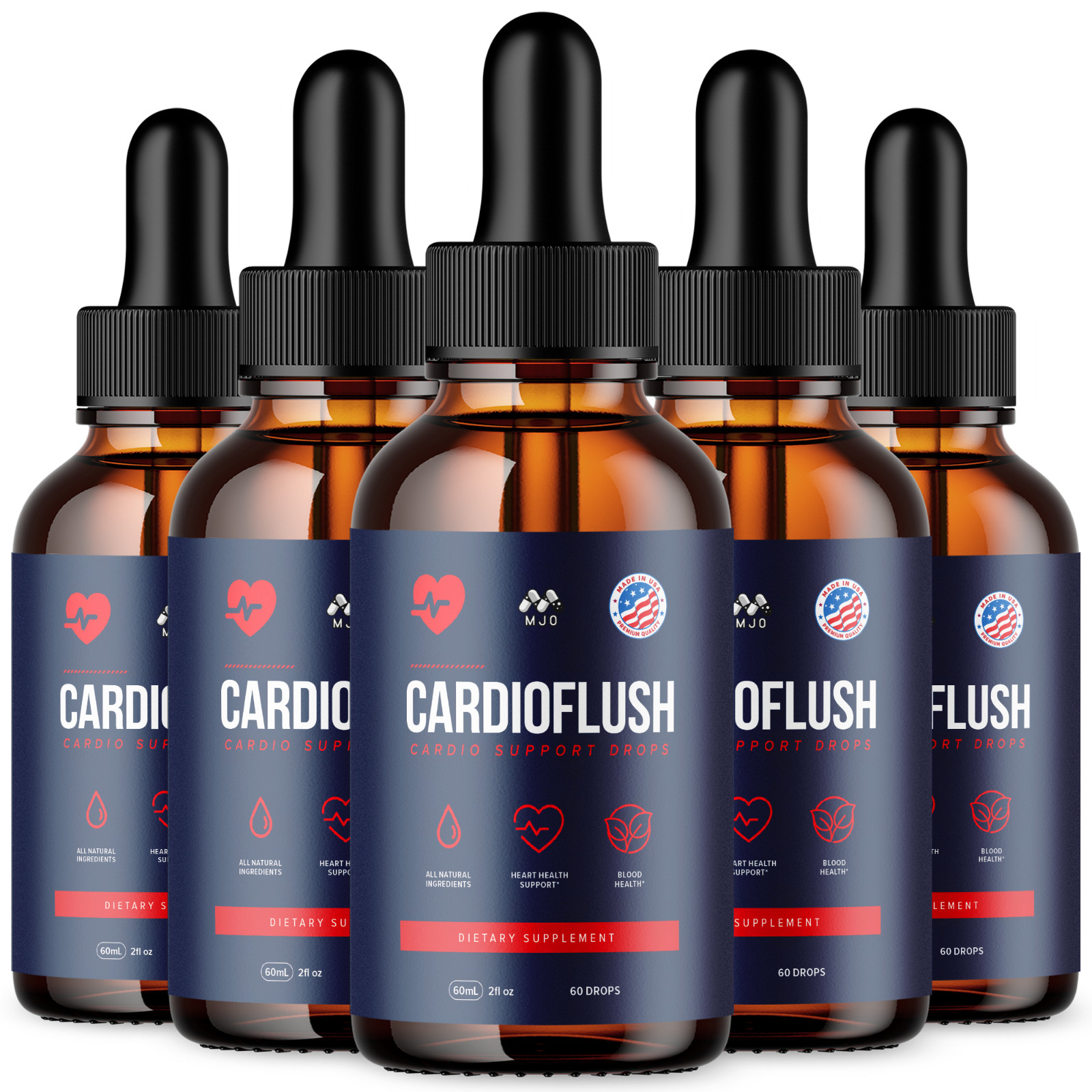 (5 Pack) Cardioflush Drop Blood Support Vitamin Supplement Cardio flush 150 Serv