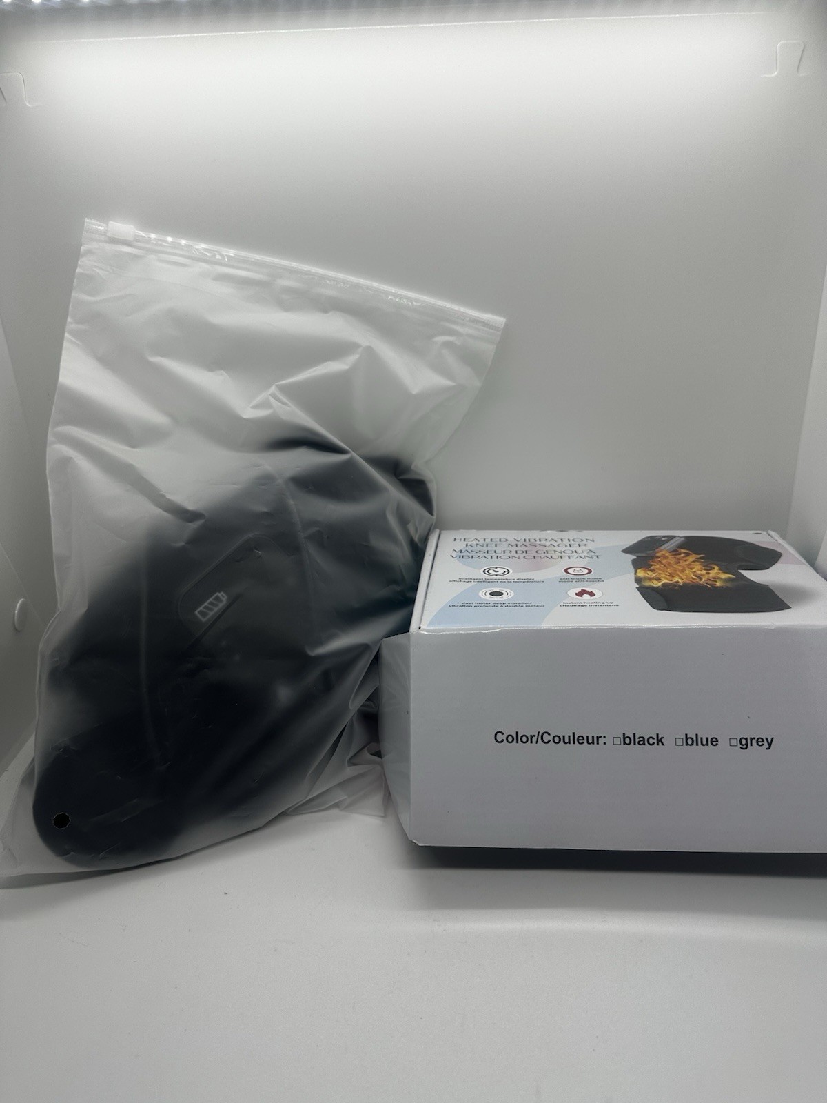Heated Vibrating Knee Massager, USB Charging, Multiple Intensities, Black