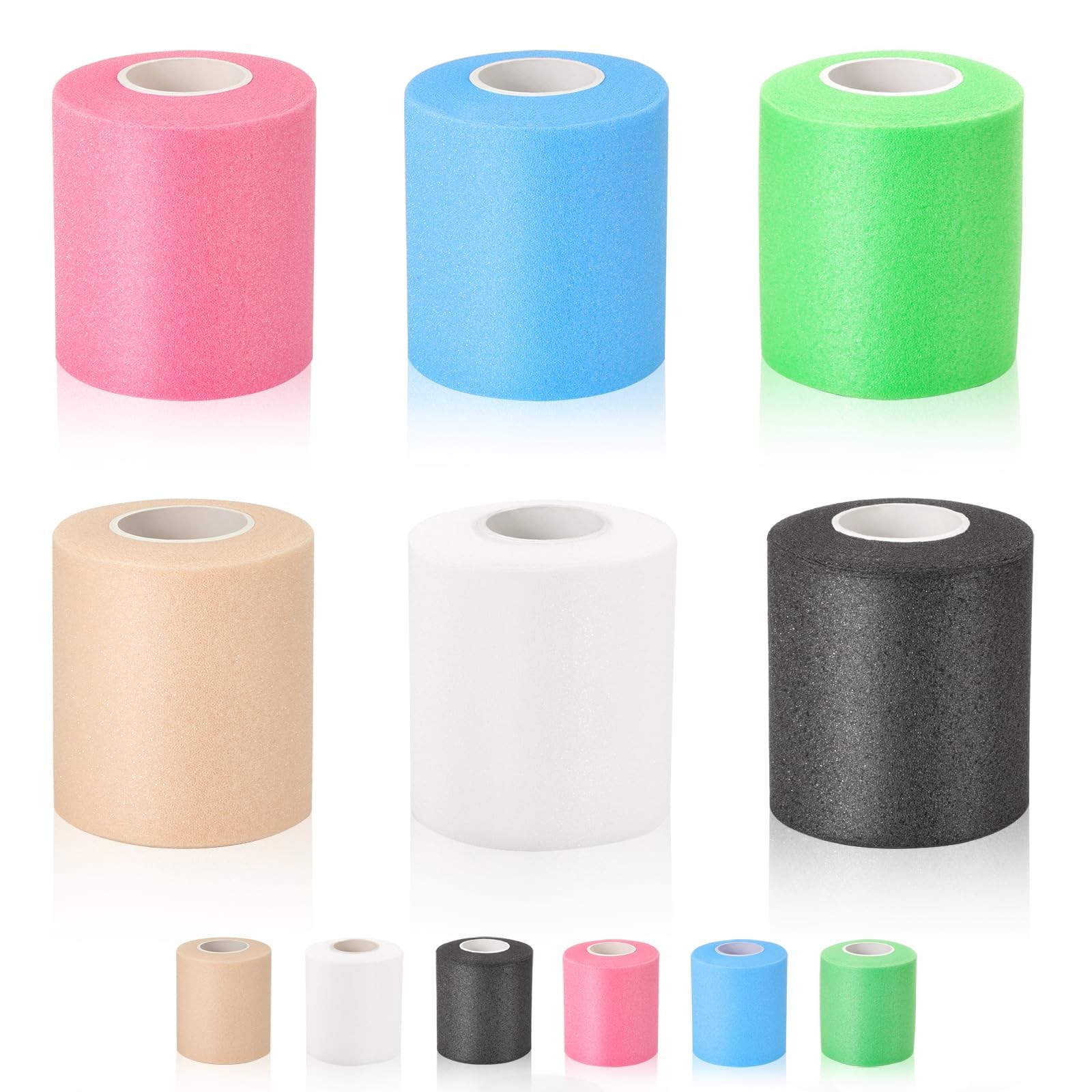 Pre Wrap Athletic Tape 6 Pack, 2.76 Inch x 11 Yards Foam Underwrap Bandage, Foam