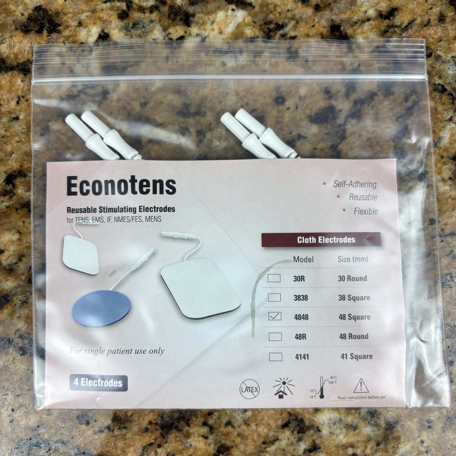 40 TENS Unit Electrode Cloth Pads 10 Packs of 4 Square Reusable 2×2 Bio Protech