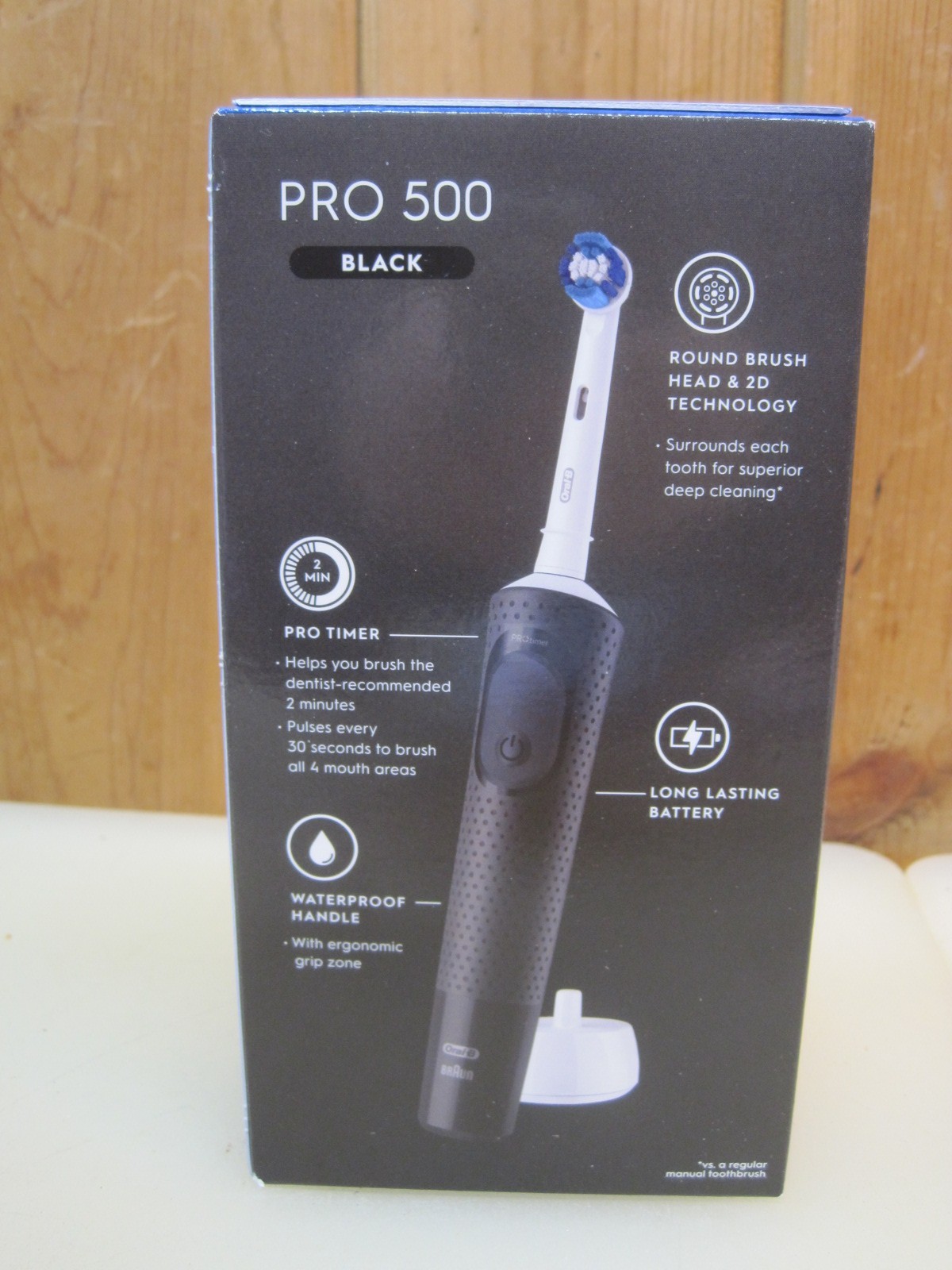 Oral-B Toothbrush Pro 500+ PLUS MODEL Electric Power Rechargeable Black NEW 8343