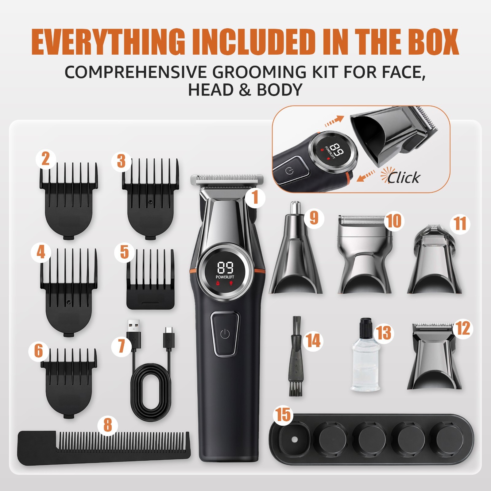 Beard Trimmer for Men Rechargeable, Waterproof Electric Shaver & Hair Trimmer,