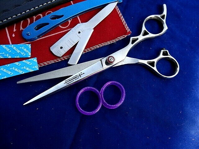 1YEAR WRNTY_7″ Prof Hairdressing Hair Scissors_Japanese Steel/Leather Sheath