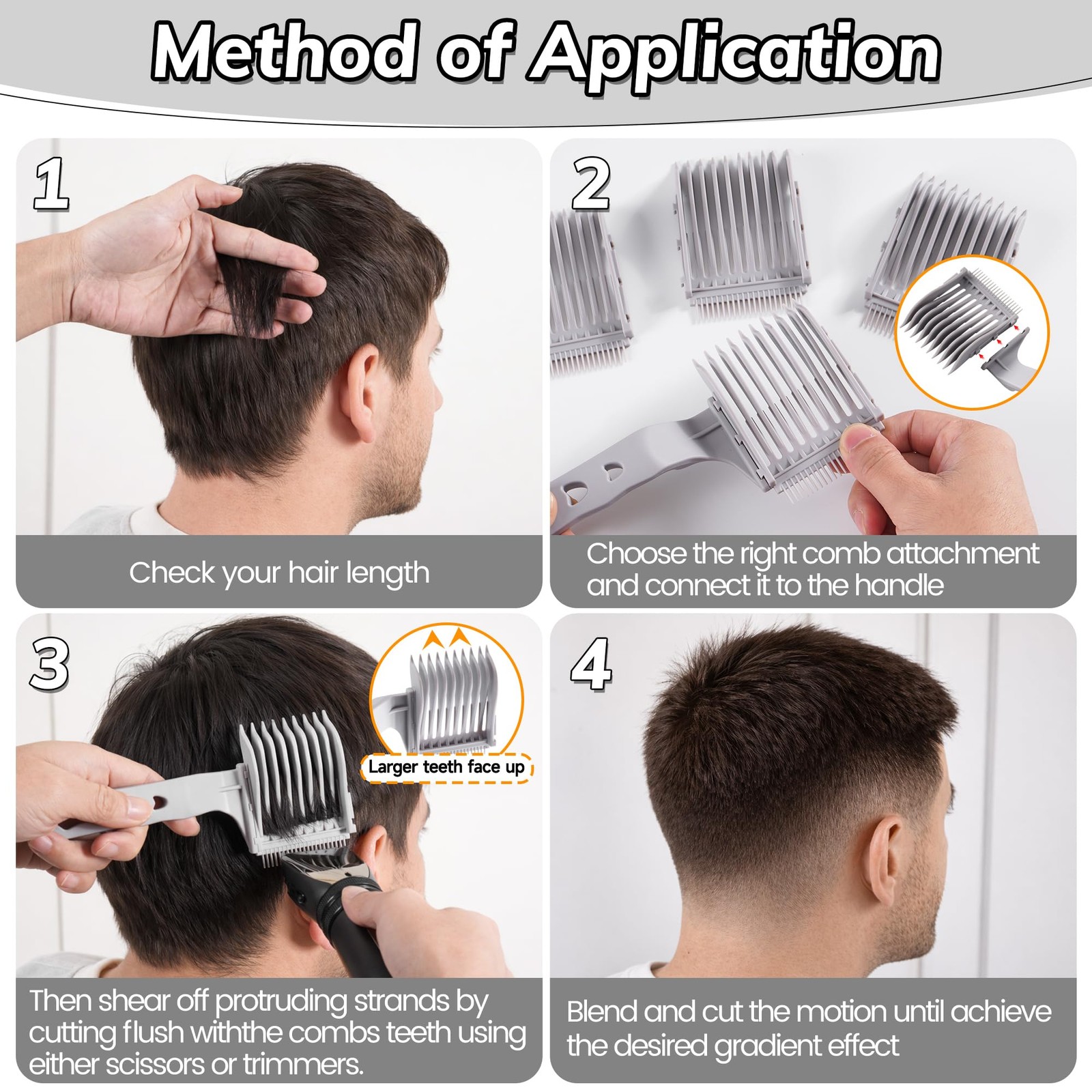Blend Friend 4-In-1 Detachable Fade Comb Set, 4 Different Size Barber Fade Comb