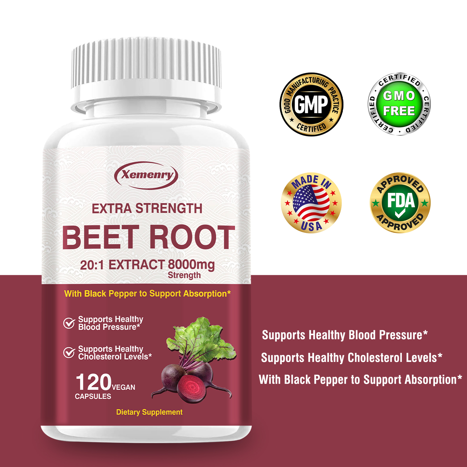 Extra Strength Beet Root 20:1 Extract Capsules – Heart & Blood Pressure Support