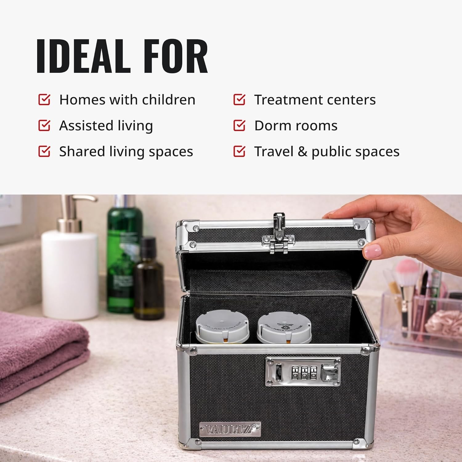 Metal Lockbox with Code – Portable Medication Safe
