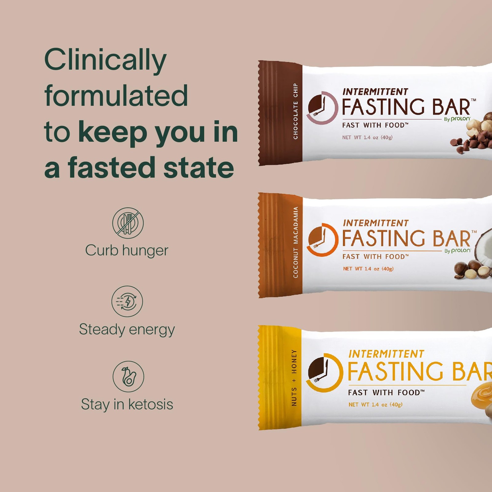 Prolon Fasting Bars | 5g Protein, 7g Fiber | Keto-Friendly, Gluten-Free, Dair…