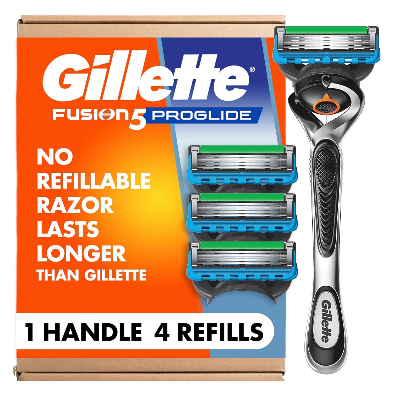 Gillette Fusion ProGlide Mens Razor Handle 4 Blade Refills Shave Kit
