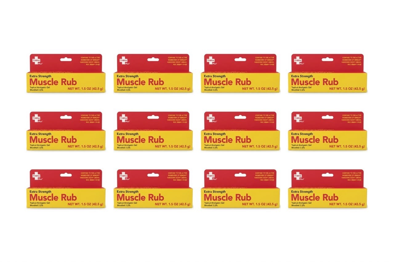 Thera Plus Extra Strength Muscle Rub Gel 1.5oz 12-Pack Fast Relief Joint Pain