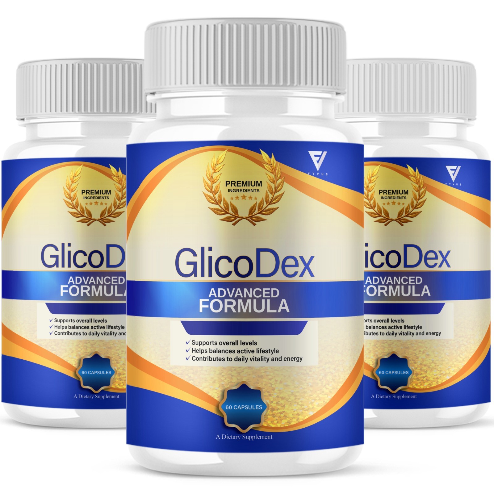 (3 Pack) Glicodex Premium Blood Support Capsules, Glicodex Pills (180 Capsules)