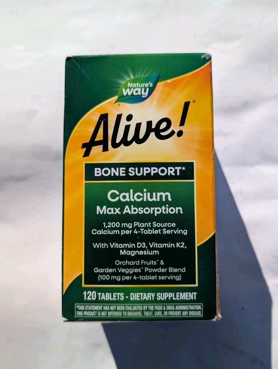 Nature’s Way, Alive! Calcium, Bone Support, 1,200mg, Max Absorption, 120 Tablets